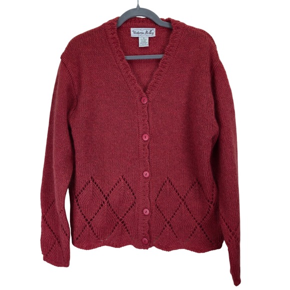 Vintage Victoria Holley Mohair Wool Blend Sweater Cardigan Medium Cottagecore‎ - Picture 1 of 5